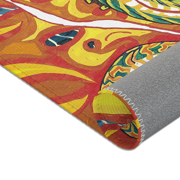 Vibrant Gold Dragon Area Rug