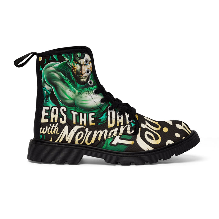 Men's Canvas Boots - Seas the Day with Merman Spirit