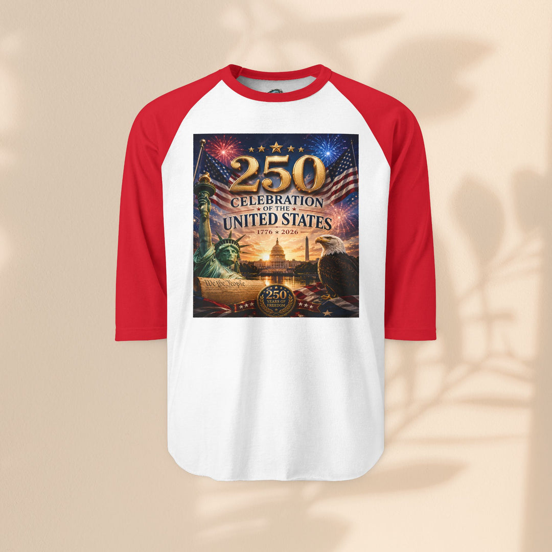 250th United States Celebration Raglan Shirt — Liberty Fireworks Anniversary Tee