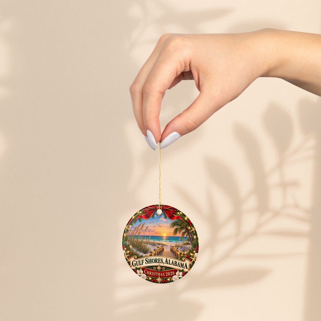 Gulf Shores Alabama Ceramic Christmas 2026 Beach Sunset Ornament