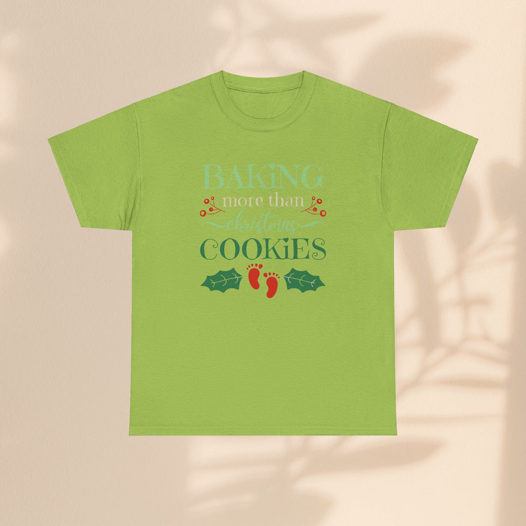 Unisex Heavy Cotton Tee - Baking More Than Christmas Cookies Pregnancy T-Shirt