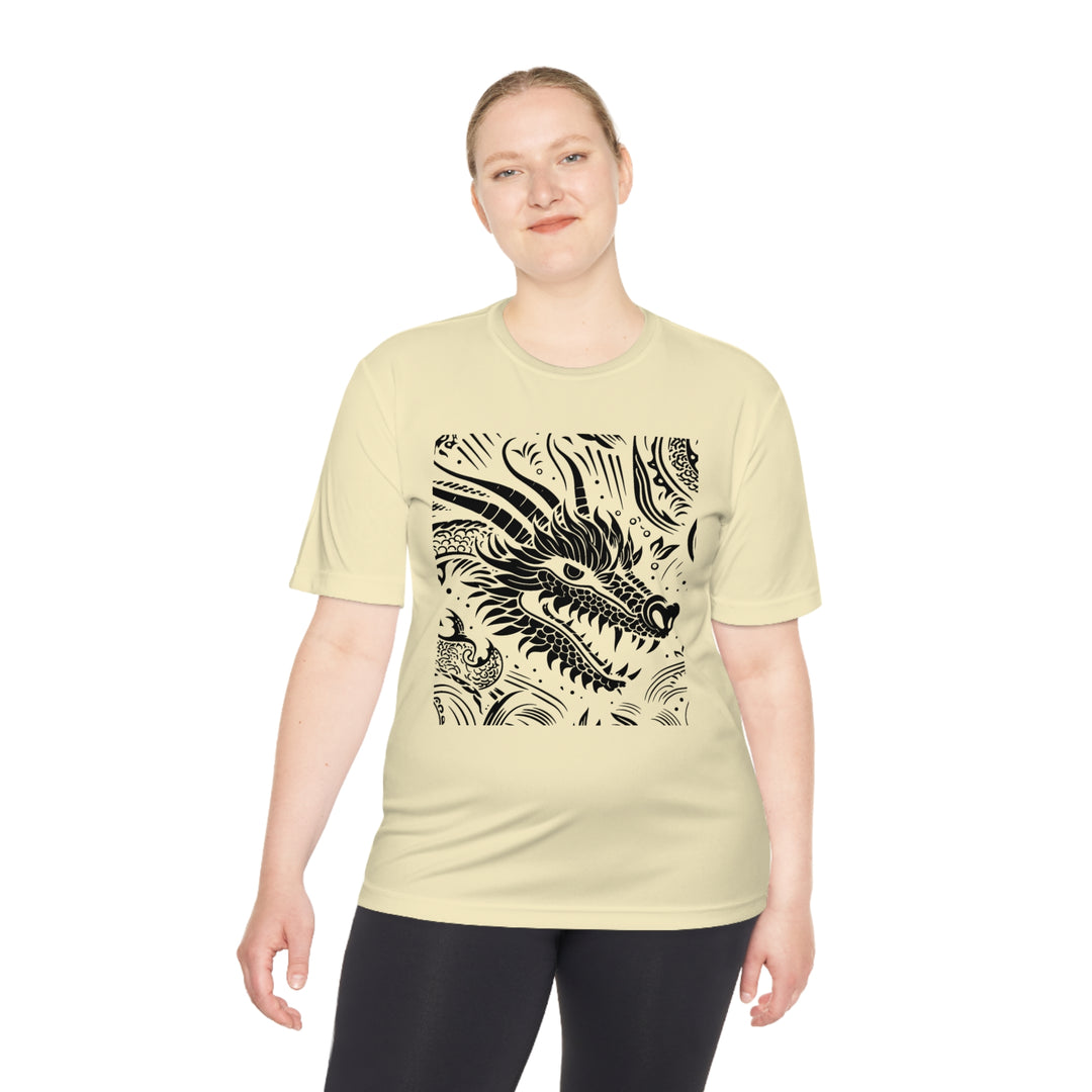 Unisex Moisture Wicking Tee - Dragon Black and White