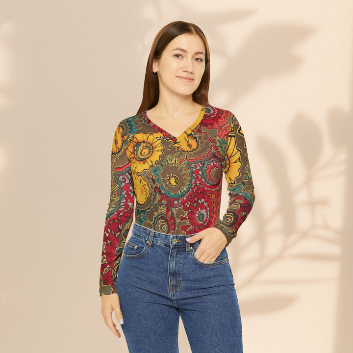 Boho V-Neck Long Sleeve — Women's All-Over Print Shirt