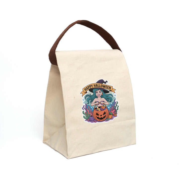 Halloween Canvas Lunch Bag with Strap – Reusable Eco-Friendly Tote for Kids & Fall Picnics