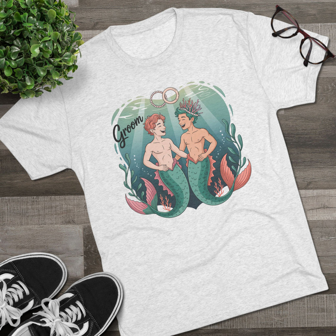 Merman Groom Tee, LGBTQ+ Pride Apparel, Wedding Gift, Unique Couple Shirt