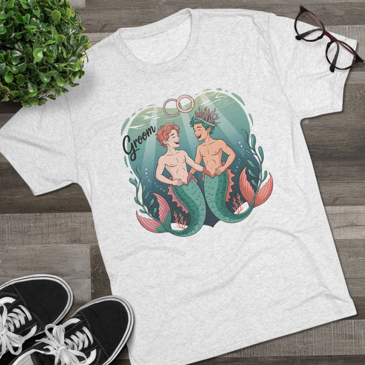 Merman Groom Tee, LGBTQ+ Pride Apparel, Wedding Gift, Unique Couple Shirt