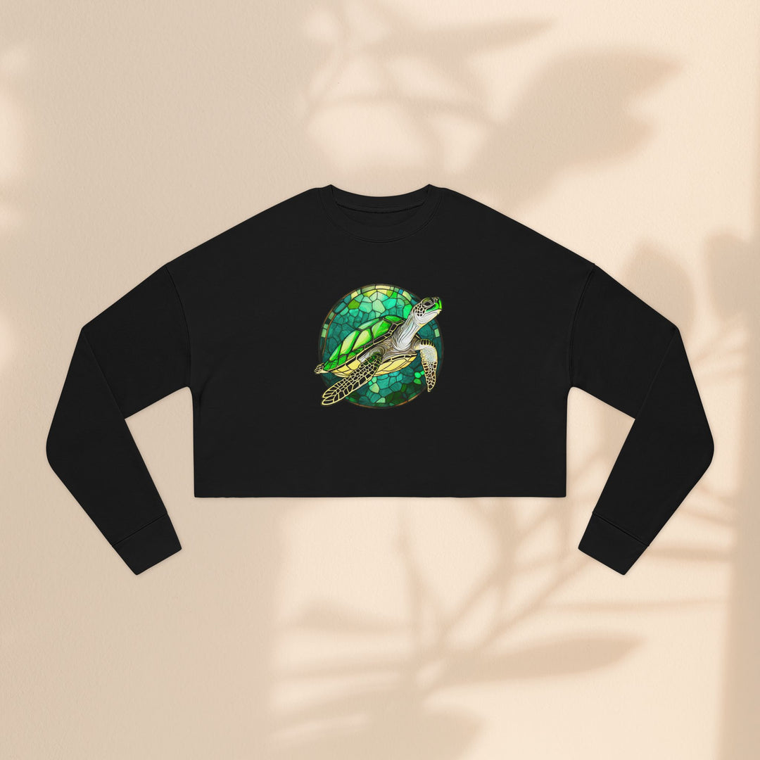 Eco-Friendly Women's Cropped Sweatshirt with Sea Turtle Design | Perfect for Nature Lovers