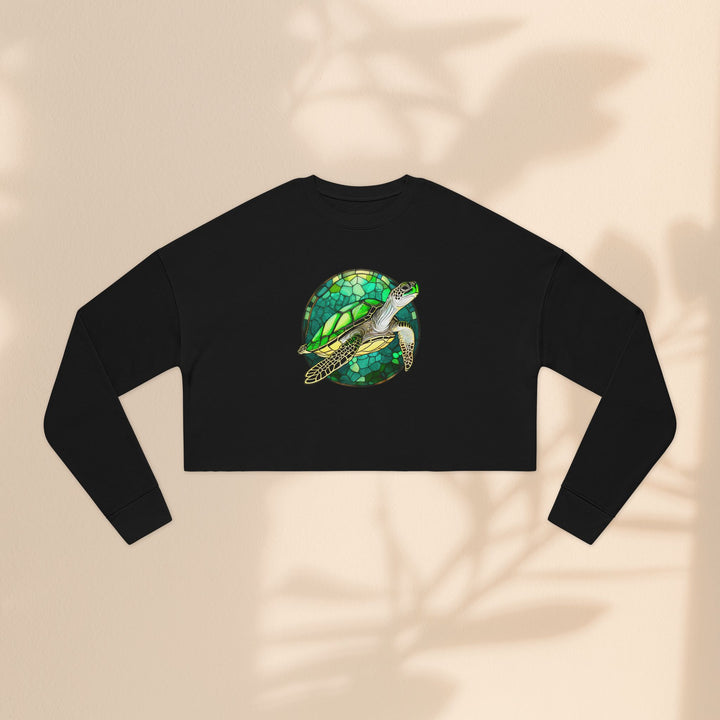Eco-Friendly Women's Cropped Sweatshirt with Sea Turtle Design | Perfect for Nature Lovers