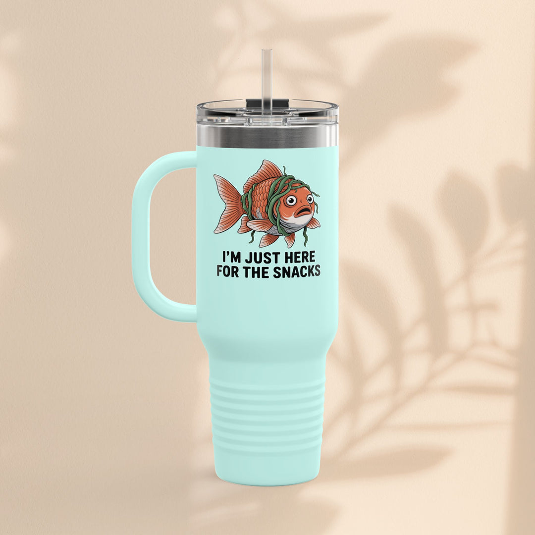 Funny Insulated Travel tumbler - 40oz, Snack Lover Gift, Fish Design Mug, Personalized Gifts for Him