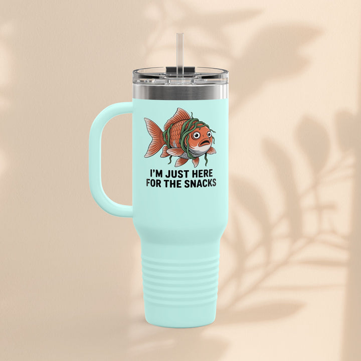 Funny Insulated Travel tumbler - 40oz, Snack Lover Gift, Fish Design Mug, Personalized Gifts for Him