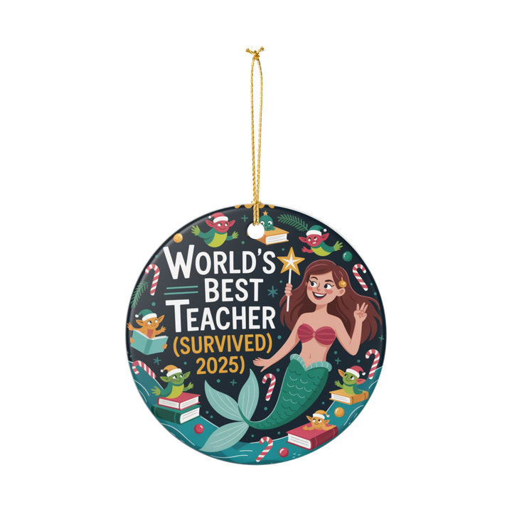 World’s Best Teacher Ceramic Ornament – Holiday Classroom Decoration & Gift Keepsake