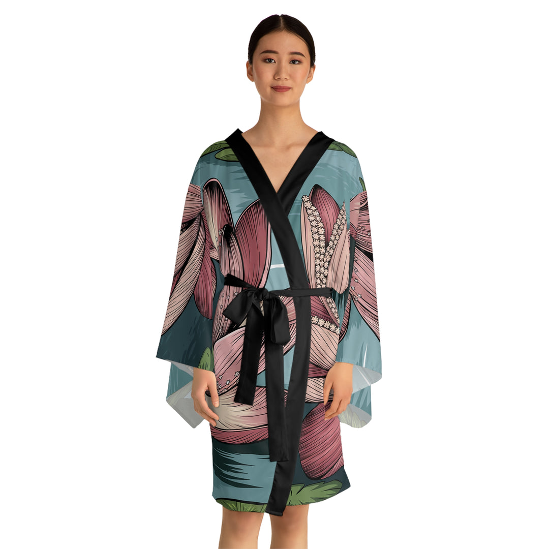 Long Sleeve Kimono Robe - Lotus Blossom