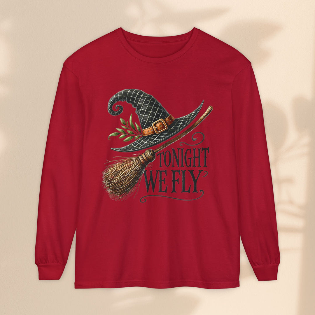 Tonight We Fly - Whimsical Witch Halloween Long Sleeve T-Shirt