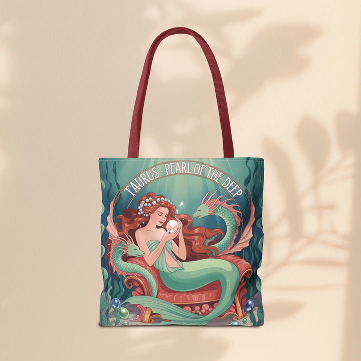 Taurus Mermaid Tote Bag, Taurus Zodiac, Ocean Lover Gift, Beach Accessory, Astrology Decor, Unique Shopping Bag