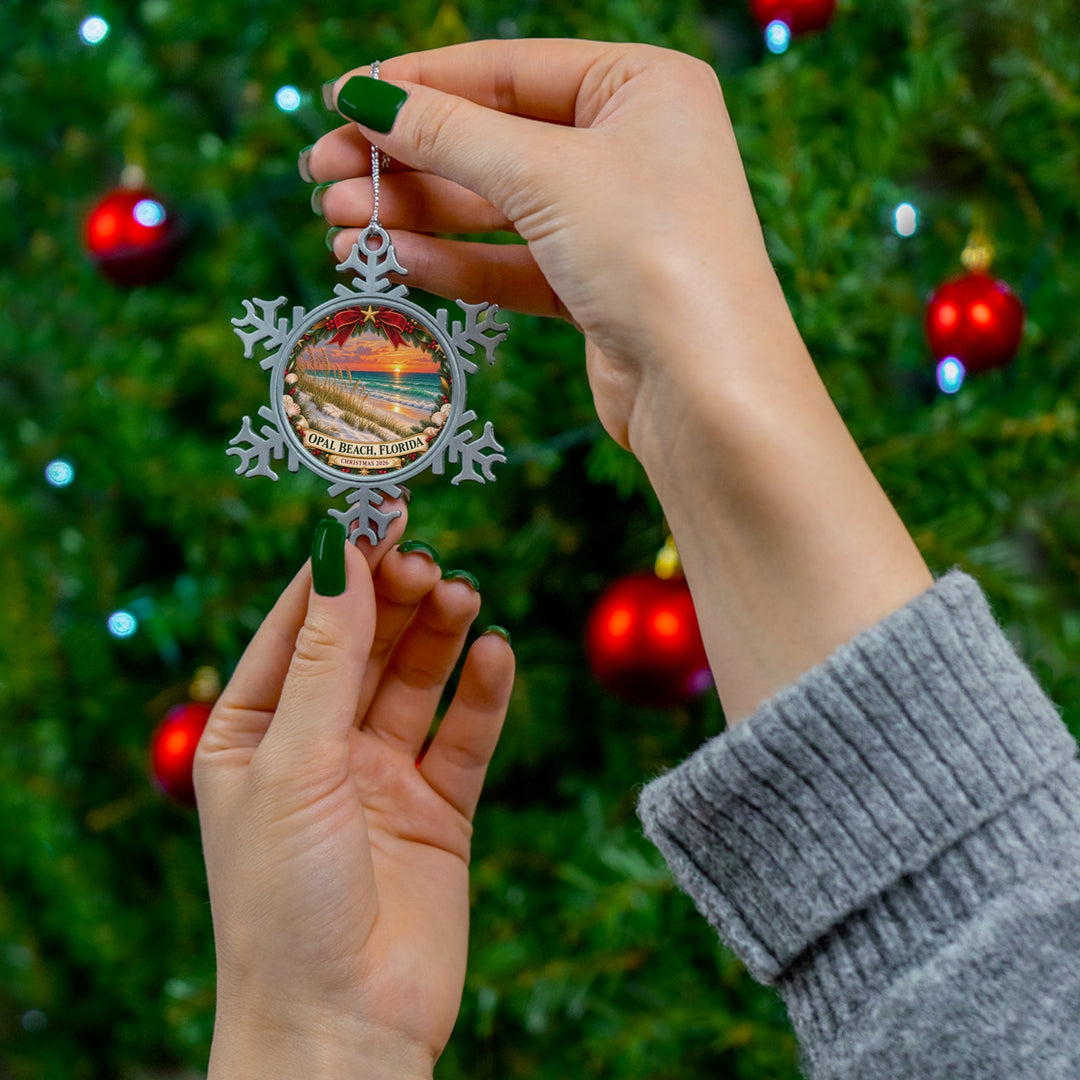 Opal Beach Florida Pewter Snowflake Ornament – Coastal Keepsake