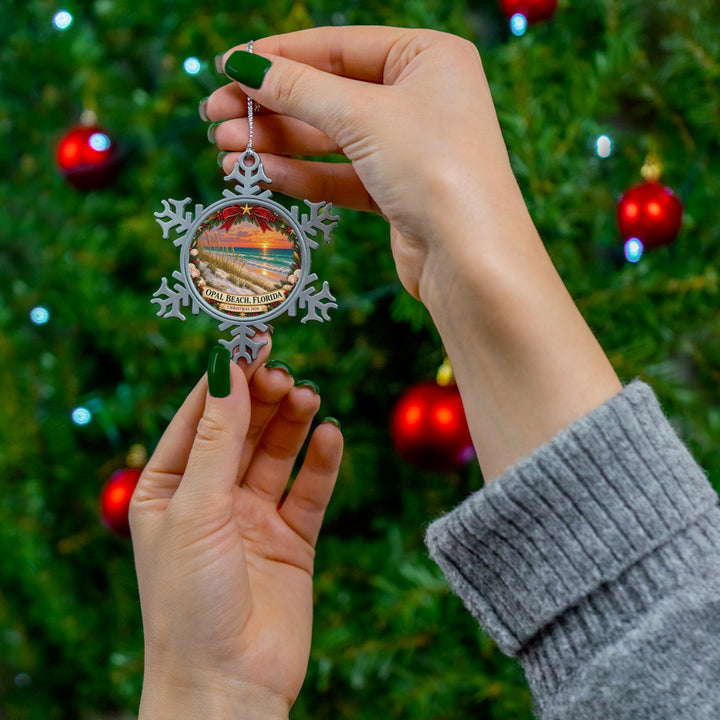 Opal Beach Florida Pewter Snowflake Ornament – Coastal Keepsake