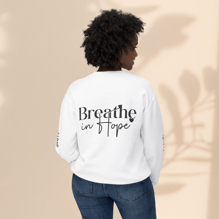 Unisex Lightweight Crewneck Sweatshirt - Breathe in Hope Exhale Worry