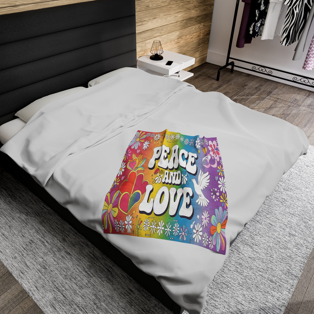 Velveteen Plush Blanket - Love and Peace