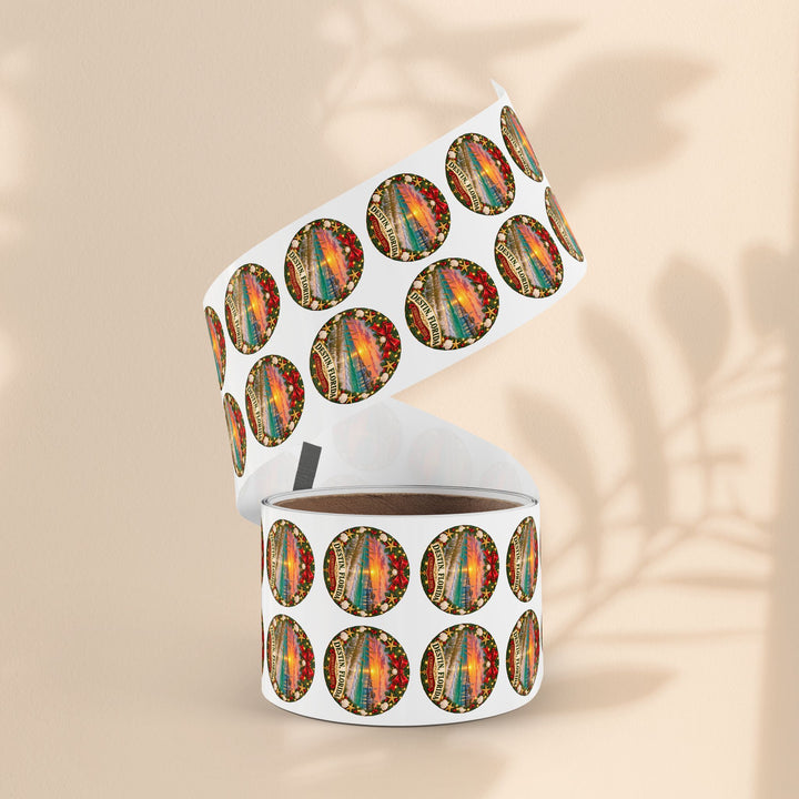 Destin, Florida Christmas Round Sticker Rolls – Holiday Beach Sunset Labels (Pack)