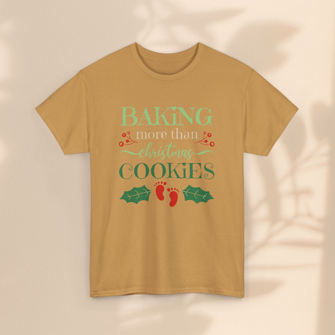 Unisex Heavy Cotton Tee - Baking More Than Christmas Cookies Pregnancy T-Shirt