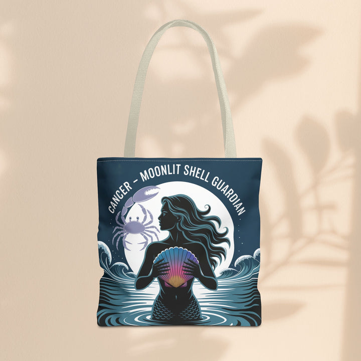 Zodiac Cancer Tote, Astrology-Inspired Tote Bag, Zodiac Gift, Cancer Moonlit Shell Guardian, Eco-Friendly Bag, Gift for Her