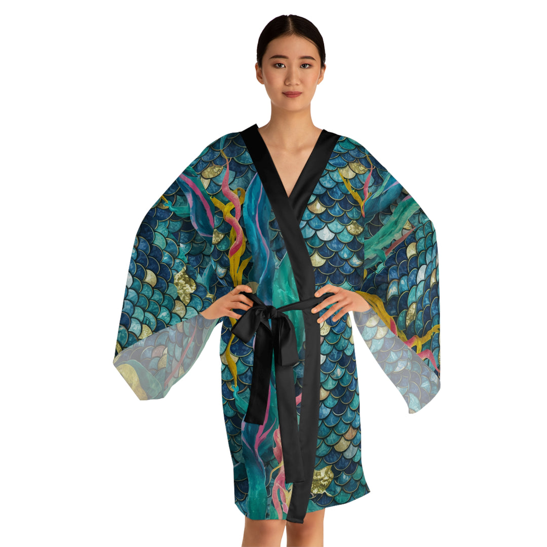 Long Sleeve Kimono Robe (AOP) - Mermaid Scale Party