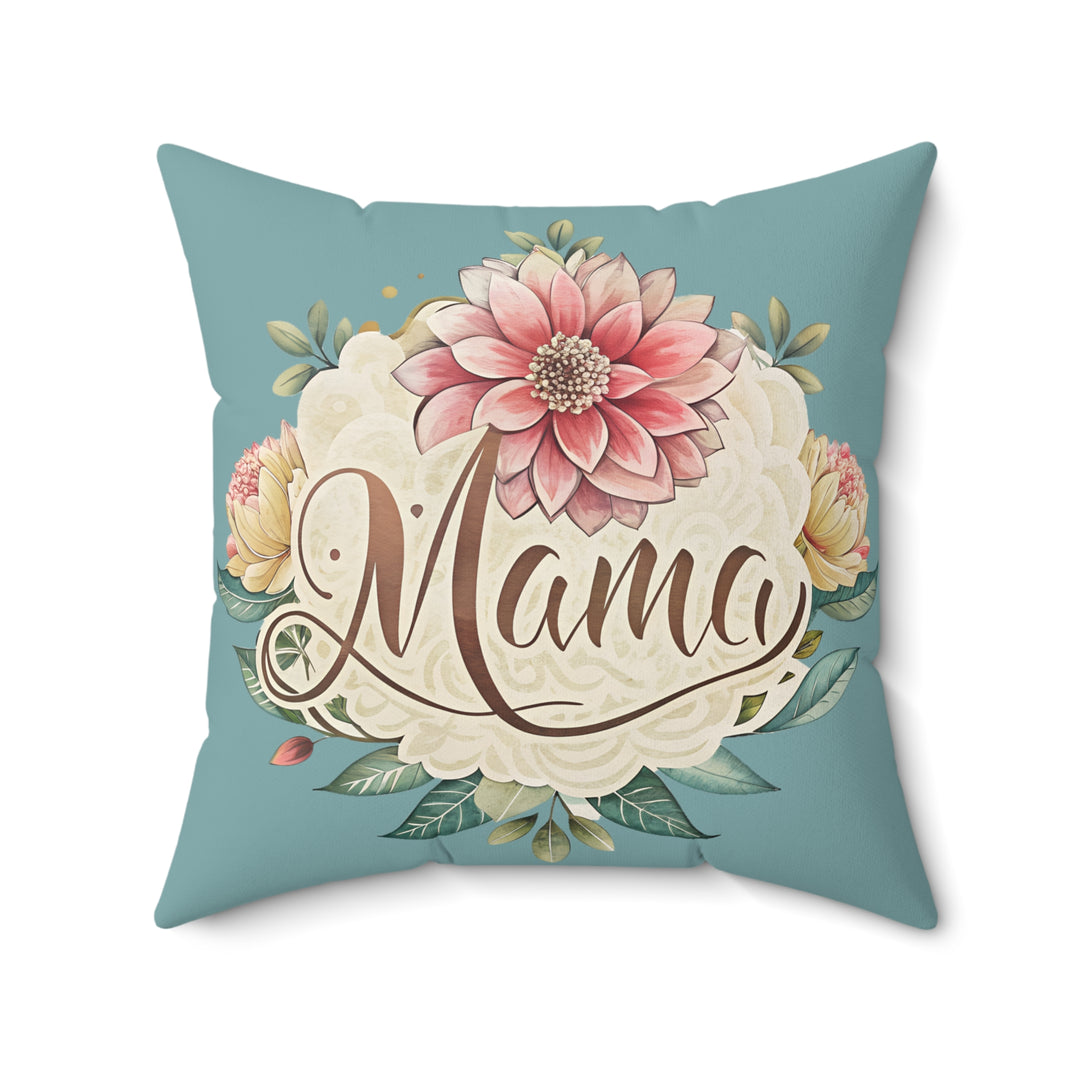 Mama Faux Suede Pillow - Floral Design for Mother's Day