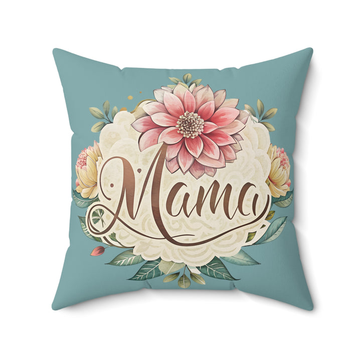 Mama Faux Suede Pillow - Floral Design for Mother's Day