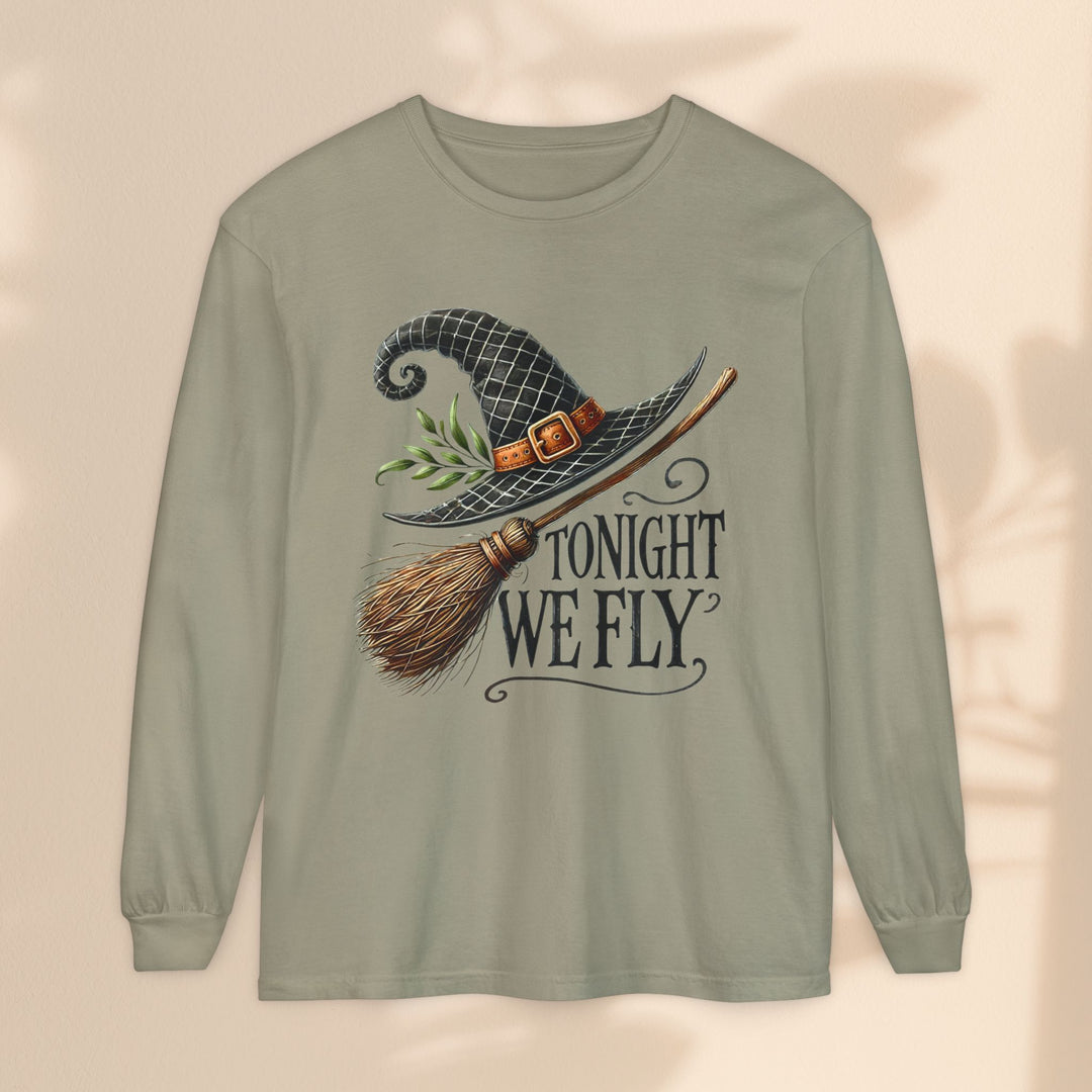 Tonight We Fly - Whimsical Witch Halloween Long Sleeve T-Shirt