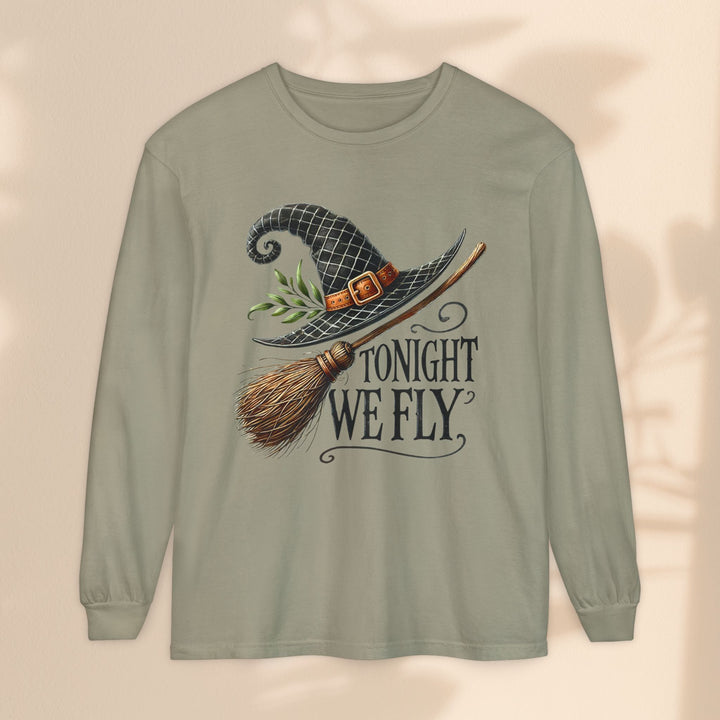 Tonight We Fly - Whimsical Witch Halloween Long Sleeve T-Shirt