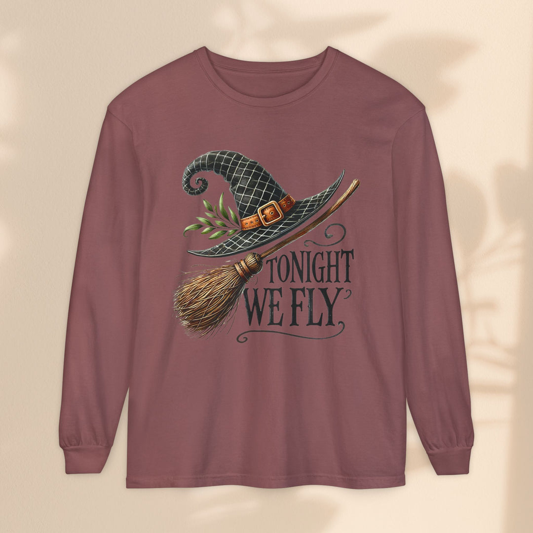 Tonight We Fly - Whimsical Witch Halloween Long Sleeve T-Shirt