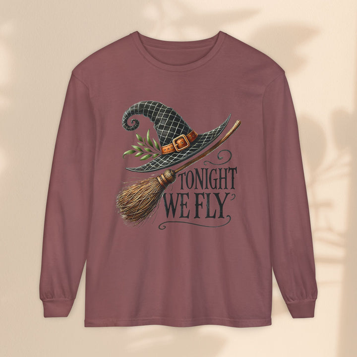 Tonight We Fly - Whimsical Witch Halloween Long Sleeve T-Shirt