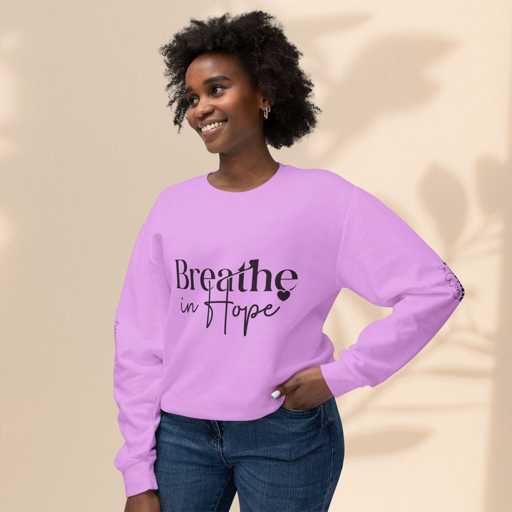 Unisex Lightweight Crewneck Sweatshirt - Breathe in Hope Exhale Worry