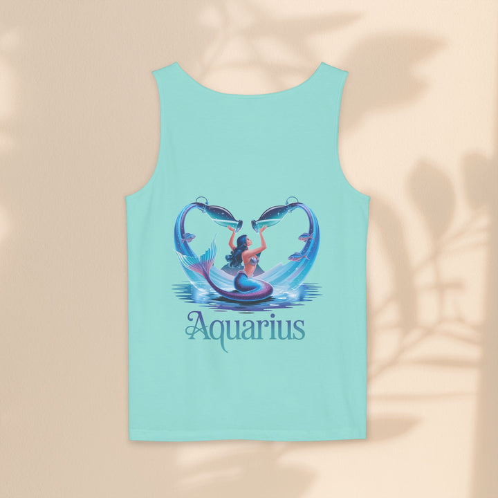 Aquarius Unisex Garment-Dyed Tank Top, Zodiac Apparel, Astrology Gift, Summer Outfit, Festival Wear, Birthday Gift