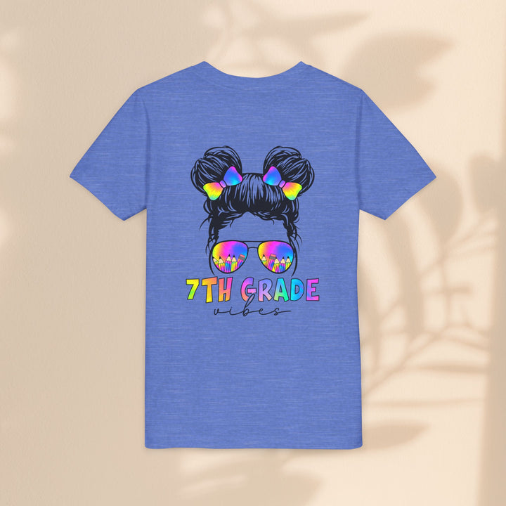 Rainbow 7th Grade Vibes Tee, Fun Youth T-Shirt, Back to School Fashion, Kids Graphic Tee, Teen Birthday Gift, Colorful Kids Wear