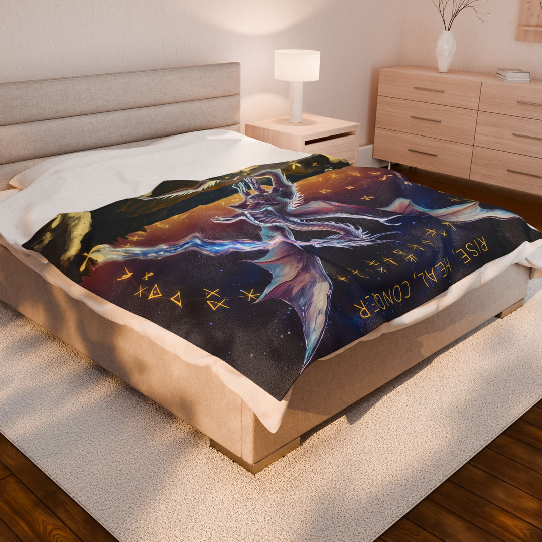 Fantasy Dragon Velveteen Plush Blanket - Rise, Heal, Conquer