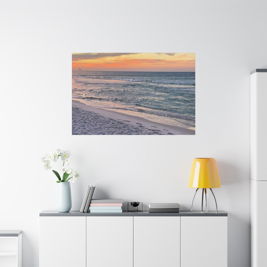 Sunset Beach Matte Stretched Canvas Wall Art