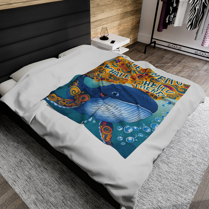 Velveteen Plush Blanket - Whale Hello There