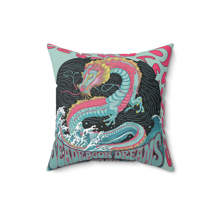 Spun Polyester Square Pillow - Sea Dragon Dreams