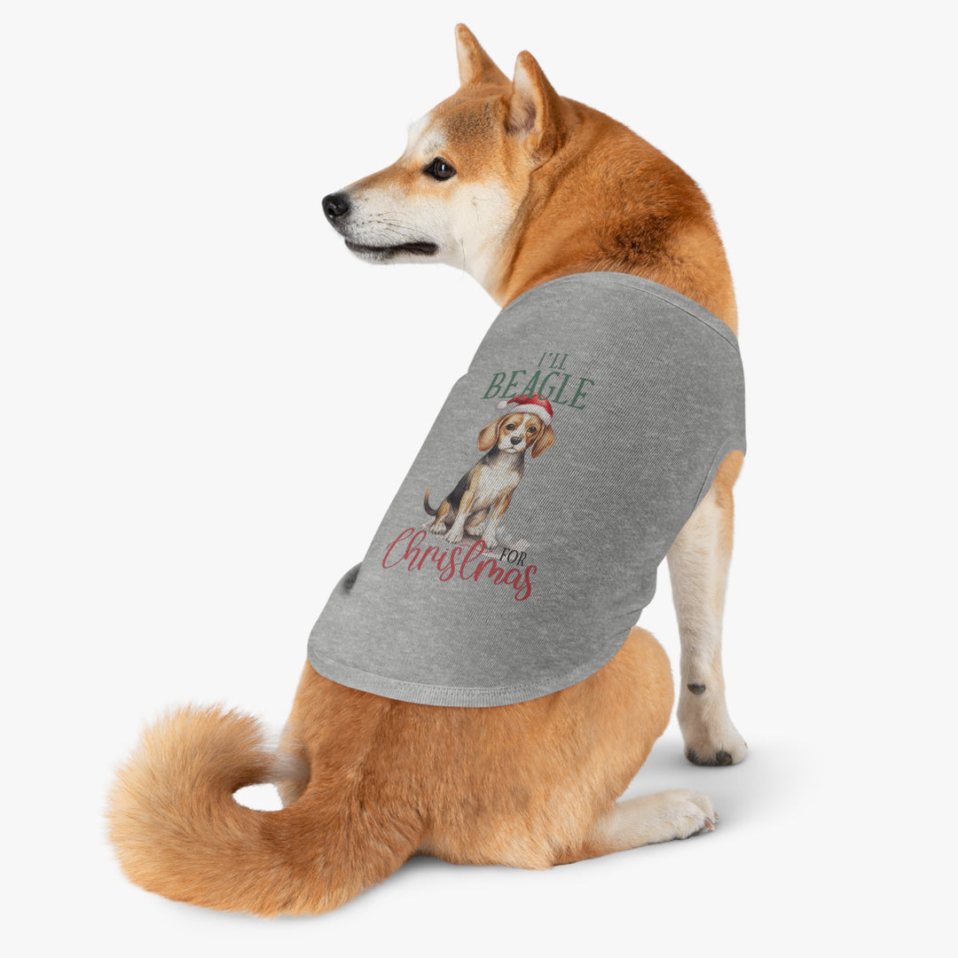 Festive Beagle Pet Tank Top - Holiday Dog Apparel - I'm Beagle for Christmas