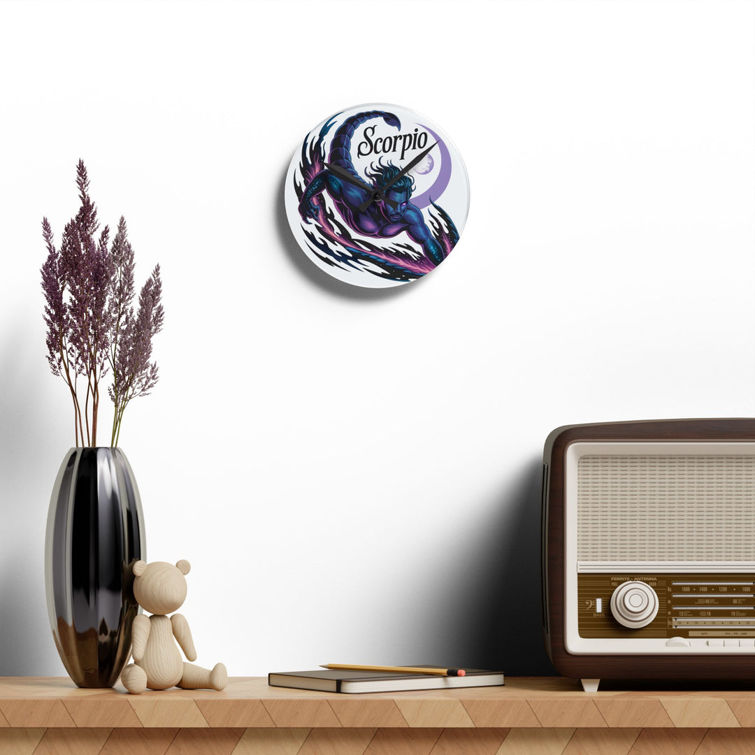 Scorpio Zodiac Acrylic Wall Clock – Mystical Scorpion Horoscope Decor