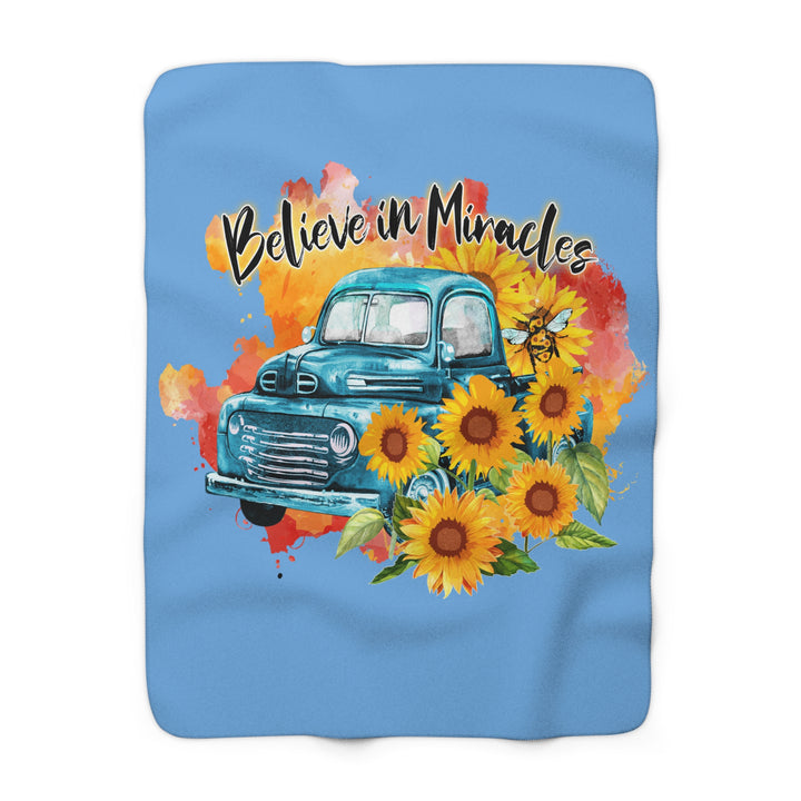 Believe in Miracles Sherpa Fleece Blanket – Cozy Floral Throw & Inspirational Gift