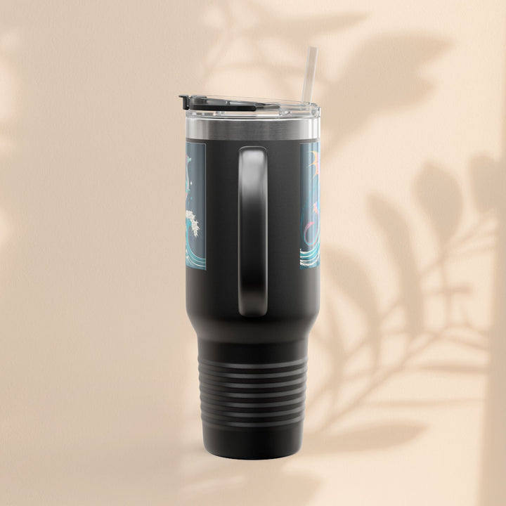 Fantasy-Inspired Insulated Travel Mug, 40oz - Perfect for Adventurers, Dragon and Ocean Lovers, Gift for Birthdays, Travel, and More
