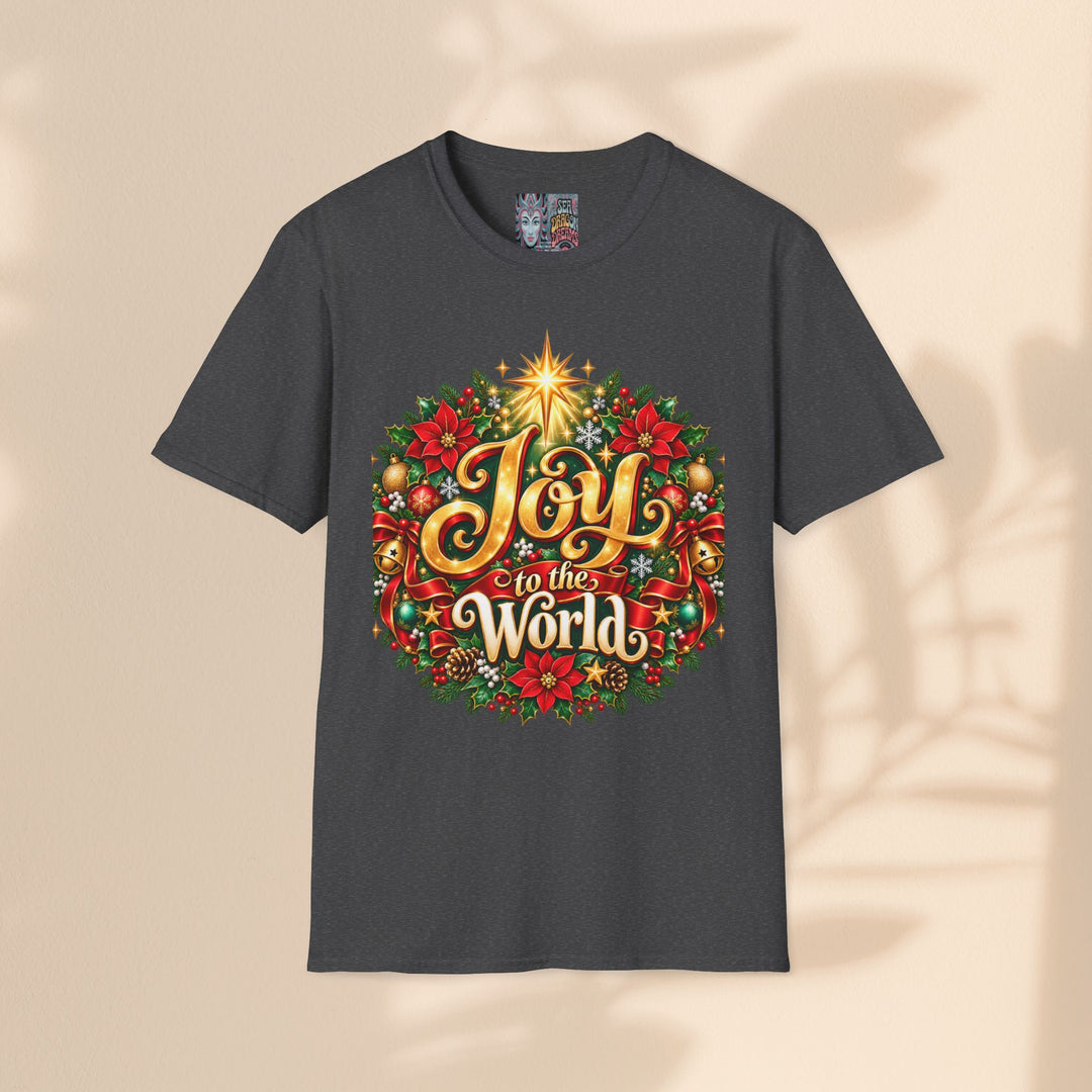 Joy to the World Christmas T-Shirt — Festive Wreath Holiday Tee