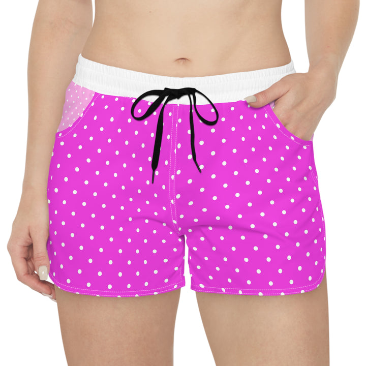 Pink Polka Dot Women's Casual Shorts — Cute Lounge & Summer Beachwear