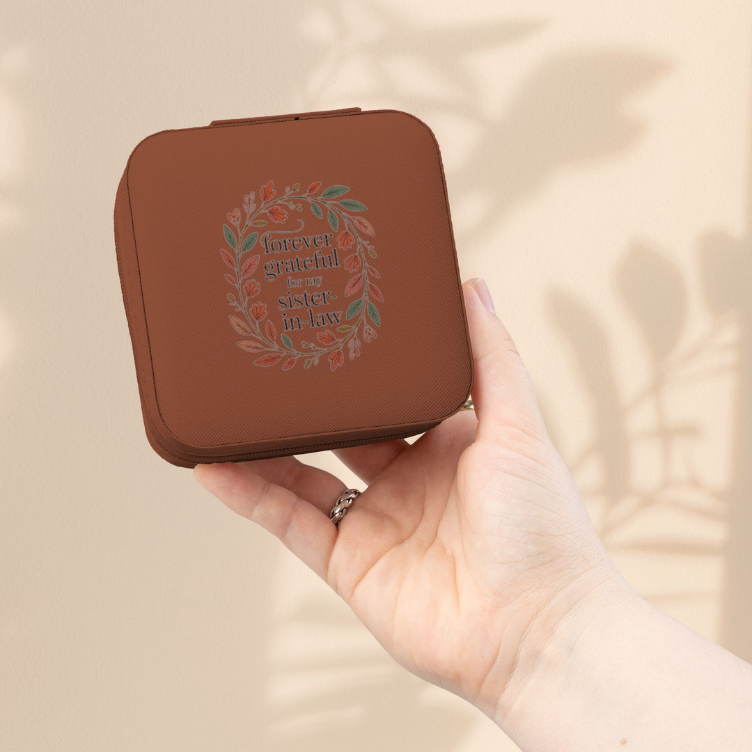 Sister-in-Law Jewelry Travel Case — "Forever Grateful" Compact Organizer