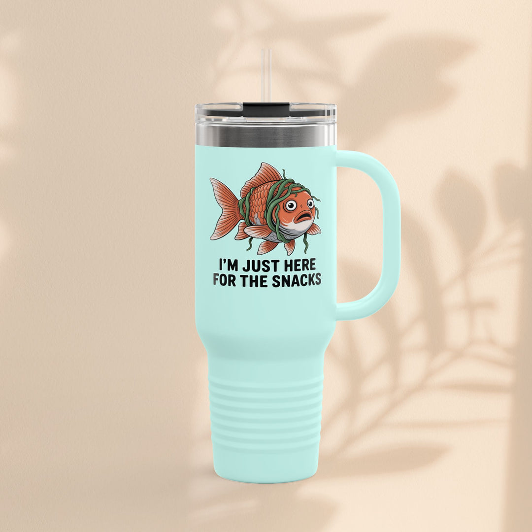 Funny Insulated Travel tumbler - 40oz, Snack Lover Gift, Fish Design Mug, Personalized Gifts for Him