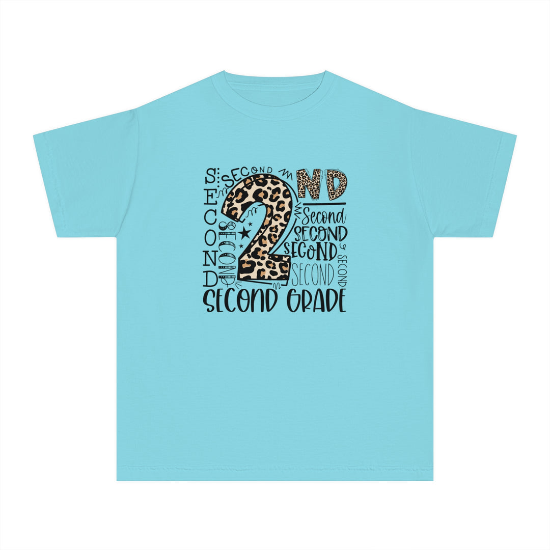 Fun Second Grade Leopard Print Youth Tee, Kids Birthday Shirt, Back to School Apparel, Birthday Gift, Animal Print T-Shirt