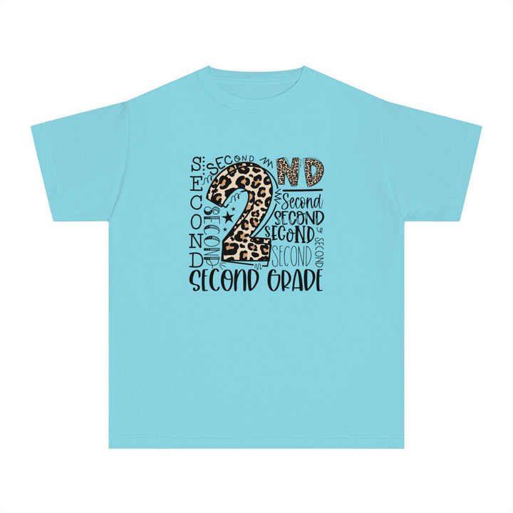 Fun Second Grade Leopard Print Youth Tee, Kids Birthday Shirt, Back to School Apparel, Birthday Gift, Animal Print T-Shirt