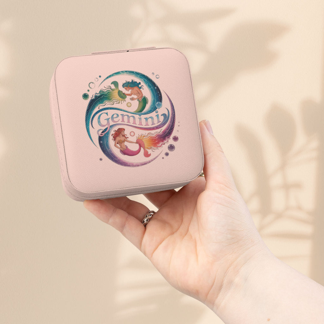 Gemini Zodiac Jewelry Travel Case — Compact Organizer for Rings, Earrings & Necklaces